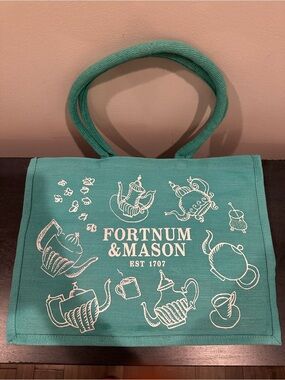 Fortnum & Mason Bag For Life Tote-  Eau De Nil Teapots